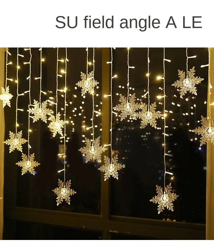 Christmas Light 3.5m Led Snowflake Garland Curtain String Fairy Lights for New Year Holiday Party Garden Christmas Decoration
