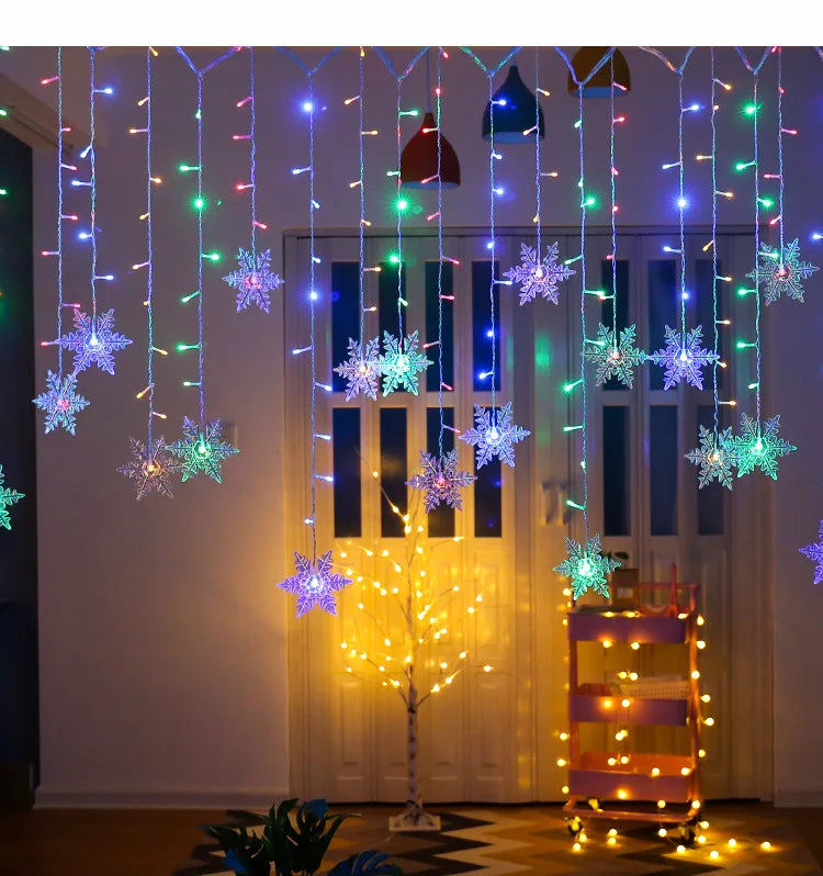 Christmas Light 3.5m Led Snowflake Garland Curtain String Fairy Lights for New Year Holiday Party Garden Christmas Decoration