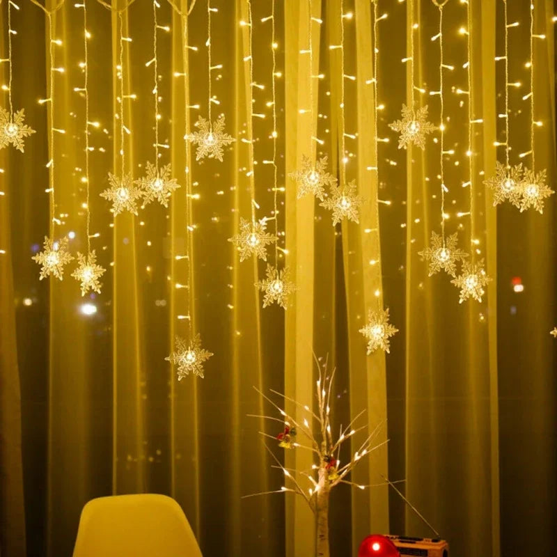 Christmas Light 3.5m Led Snowflake Garland Curtain String Fairy Lights for New Year Holiday Party Garden Christmas Decoration