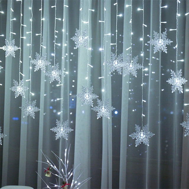 Christmas Light 3.5m Led Snowflake Garland Curtain String Fairy Lights for New Year Holiday Party Garden Christmas Decoration