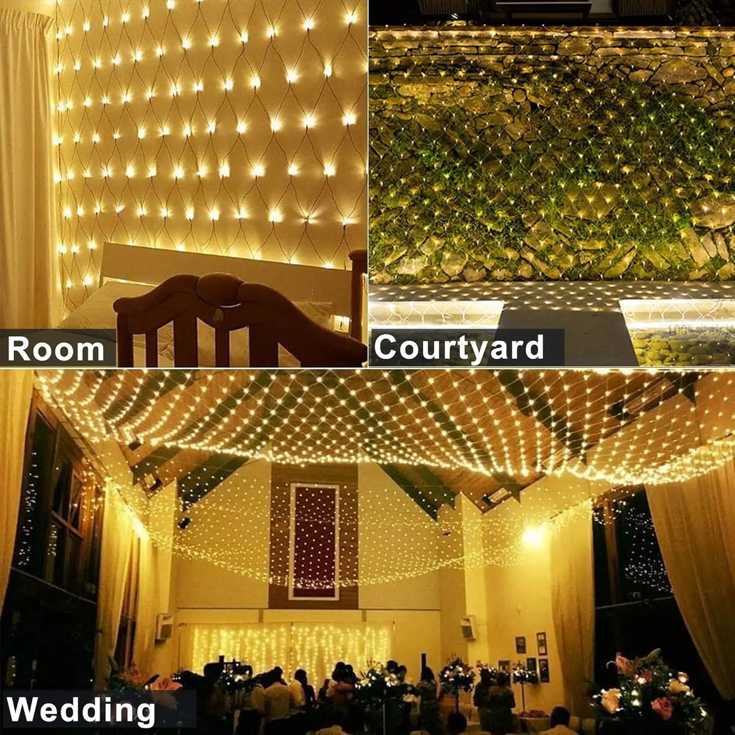 Christmas Net Lights Outdoor Solar Powered Mesh Light Waterproof Timing Dimmable for Tree Garden Yard Wedding Party Decoration