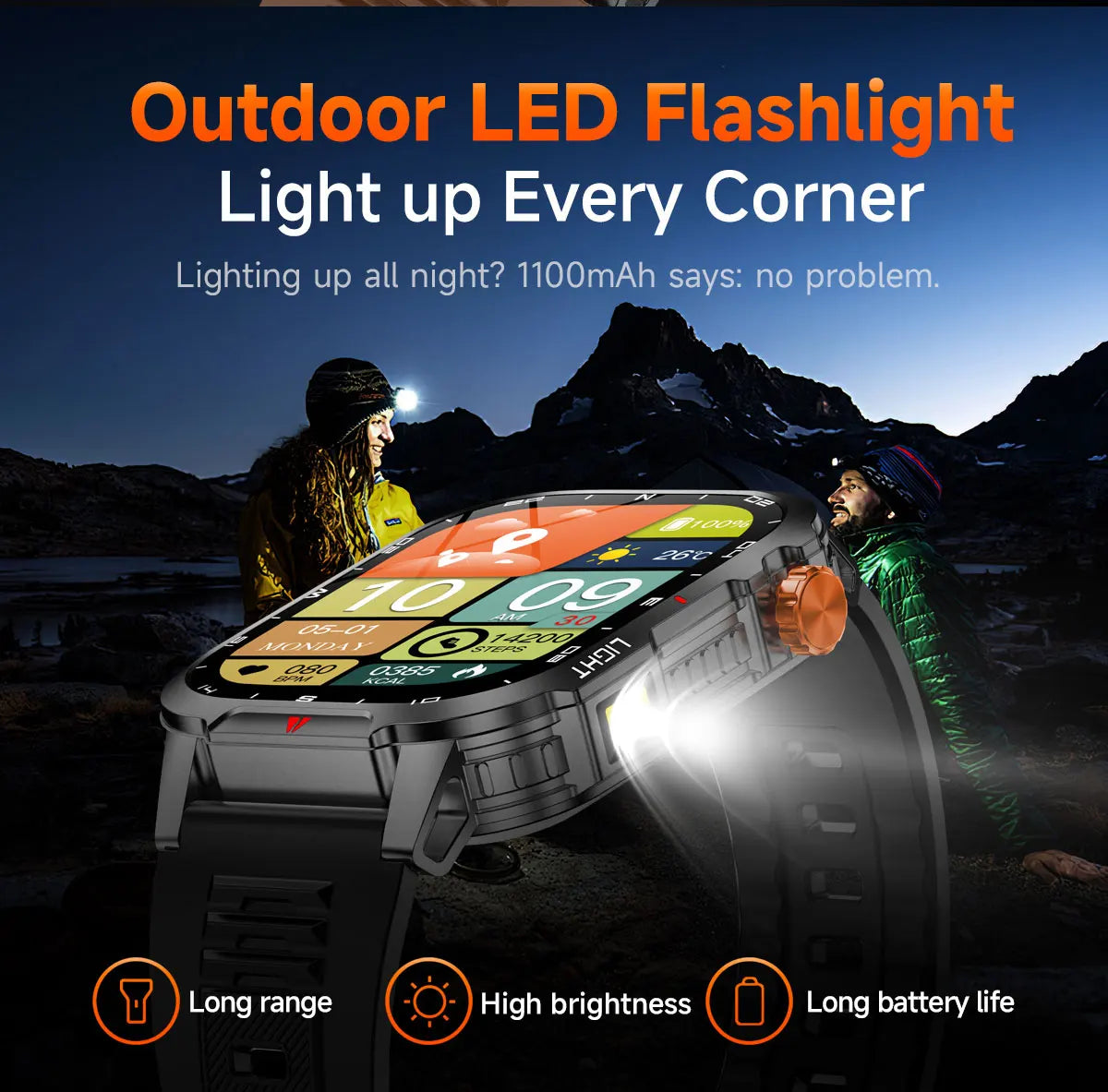 2025 New Smart Watch Voice Assistant 2.01"HD Screen Bluetooth Call Waterproof 1100mAh Big Battery Compass Outdoor Sport Watches