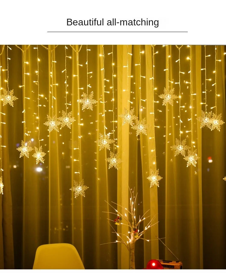 Christmas Light 3.5m Led Snowflake Garland Curtain String Fairy Lights for New Year Holiday Party Garden Christmas Decoration