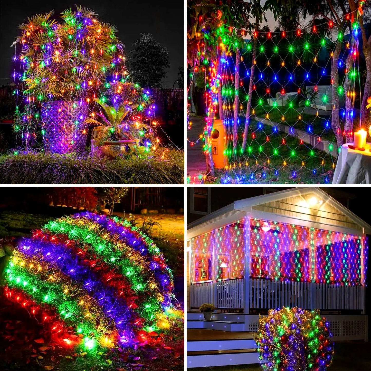 Christmas Net Lights Outdoor Solar Powered Mesh Light Waterproof Timing Dimmable for Tree Garden Yard Wedding Party Decoration