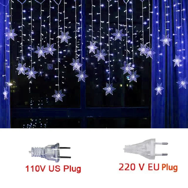 Christmas Lights Outdoor Decoration Hanging Led Snowflake Lights Curtain String Lights Party Garden Eaves Decoration.