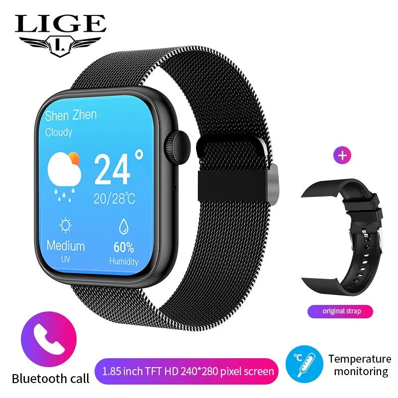LIGE Smart Watch For Women Full Touch Screen Bluetooth Call Waterproof Watches Sport Fitness Tracker Smartwatch Lady Reloj Mujer