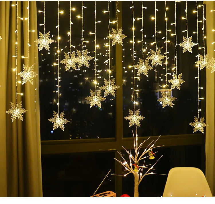 Christmas Light 3.5m Led Snowflake Garland Curtain String Fairy Lights for New Year Holiday Party Garden Christmas Decoration