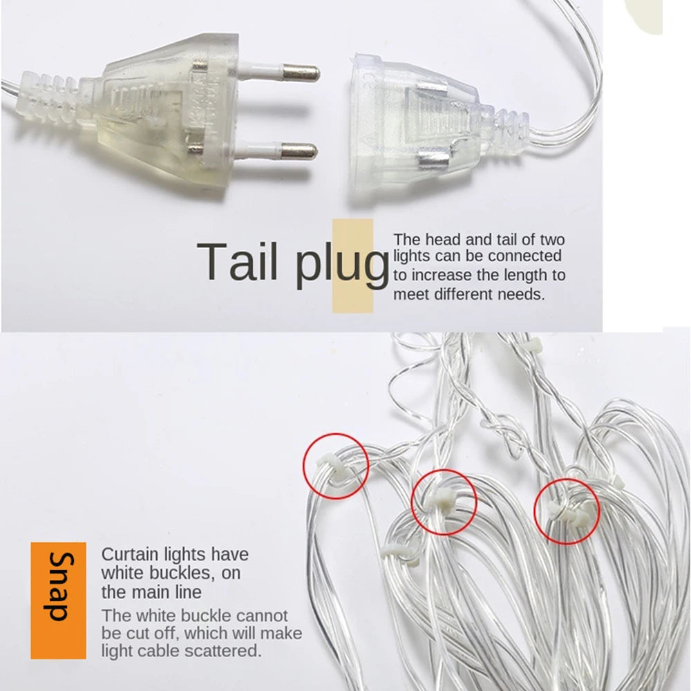 Christmas Light 3.5m Led Snowflake Garland Curtain String Fairy Lights for New Year Holiday Party Garden Christmas Decoration