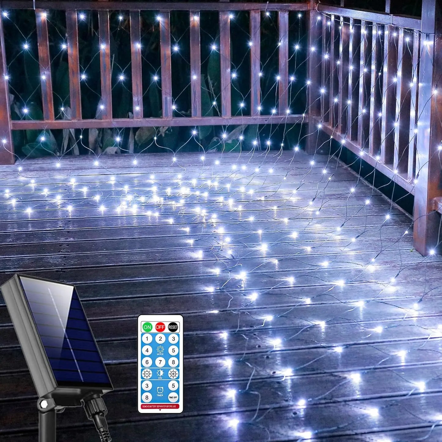 Christmas Net Lights Outdoor Solar Powered Mesh Light Waterproof Timing Dimmable for Tree Garden Yard Wedding Party Decoration