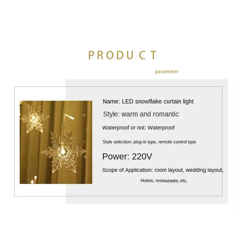 Christmas Light 3.5m Led Snowflake Garland Curtain String Fairy Lights for New Year Holiday Party Garden Christmas Decoration