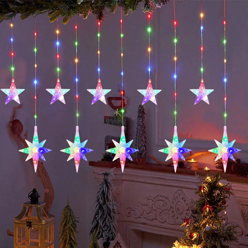 LED Holiday Light Christmas Decoration Lamp Room Decor Garland Santa Tree Moon and Star String Lights Decoration Accessories