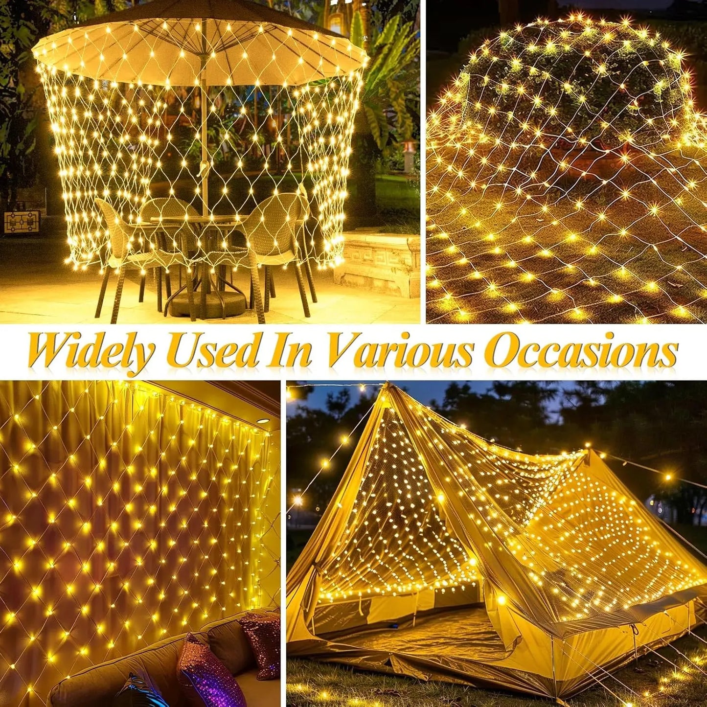 Christmas Net Lights Outdoor Solar Powered Mesh Light Waterproof Timing Dimmable for Tree Garden Yard Wedding Party Decoration