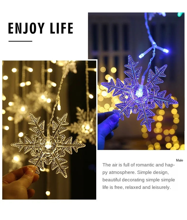 Christmas Light 3.5m Led Snowflake Garland Curtain String Fairy Lights for New Year Holiday Party Garden Christmas Decoration