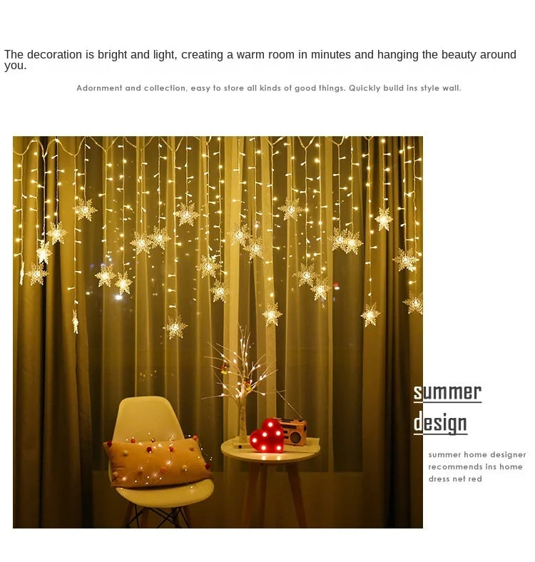 Christmas Light 3.5m Led Snowflake Garland Curtain String Fairy Lights for New Year Holiday Party Garden Christmas Decoration