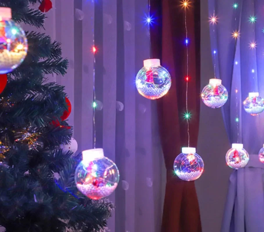 LED Holiday Light Christmas Decoration Lamp Room Decor Garland Santa Tree Moon and Star String Lights Decoration Accessories