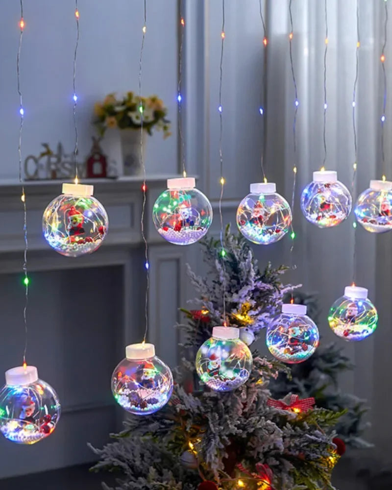 LED Holiday Light Christmas Decoration Lamp Room Decor Garland Santa Tree Moon and Star String Lights Decoration Accessories