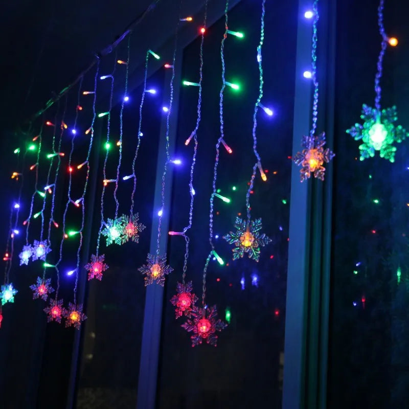 Christmas Lights Outdoor Decoration Hanging Led Snowflake Lights Curtain String Lights Party Garden Eaves Decoration.