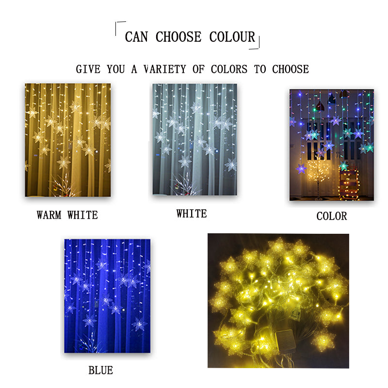 Christmas Light 3.5m Led Snowflake Garland Curtain String Fairy Lights for New Year Holiday Party Garden Christmas Decoration