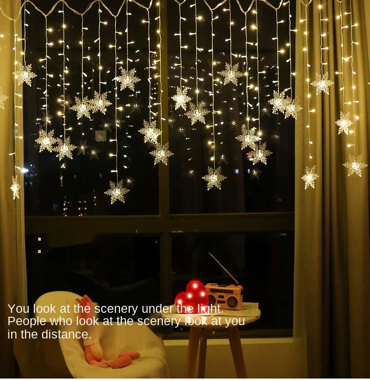 Christmas Light 3.5m Led Snowflake Garland Curtain String Fairy Lights for New Year Holiday Party Garden Christmas Decoration