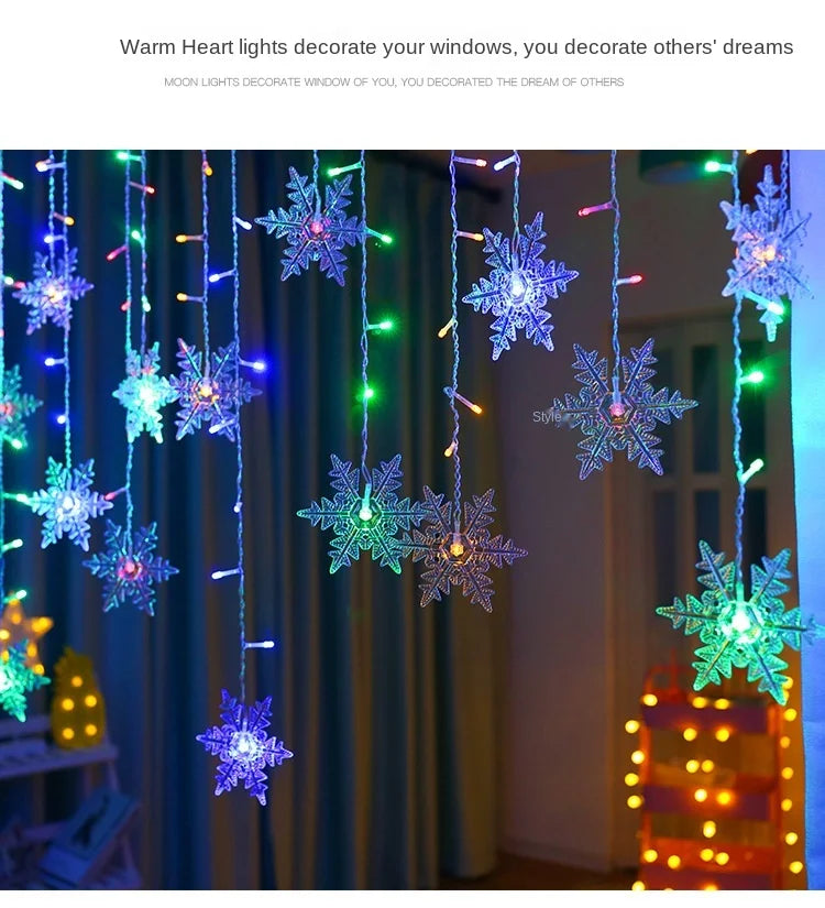 Christmas Light 3.5m Led Snowflake Garland Curtain String Fairy Lights for New Year Holiday Party Garden Christmas Decoration