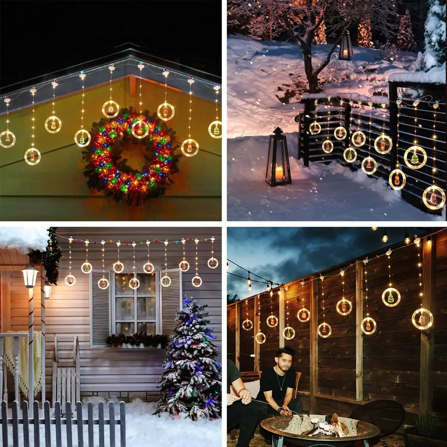 Christmas LED Strip Lights Room Garland LED Curtain Lamp USB Plug Christmas Decorations Lights for Bedroom Living Room Window
